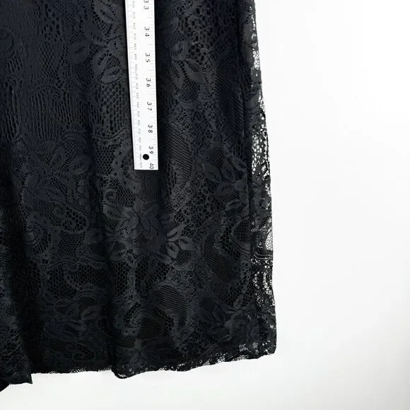 Candalite Petite Long Dress Womens Floral Lace Sleeveless Pleated Maxi Black LP - Picture 5 of 9